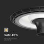 Nærbillede af V-TAC LED havelampens overflade, der viser SMD LED'er og angiver "High quality LED Chip & power driver".
