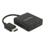 Delock HDMI-lydudtrækker set skråt forfra med HDMI-stik, HDMI-indgang og kontakt på den sorte adapter.