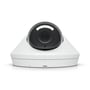 Frontvisning af Ubiquiti UniFi Protect G5 Dome kameraet, med fokus på den mørke kuppel og kameralinsen.