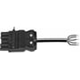 Detaljebillede af Wieland GST18I5 5-polet stik, hun/fri-ende, med 1,5mm2 sort halogenfri kabel.