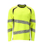 Mascot Accelerate Multisafe langærmet T-shirt i hi-vis gul med reflekser på armene og fronten. Sort detalje ved skulder og hals.