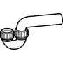 Geberit P-vandlås til vask i sort PEH med 50mm diameter og vandret afgang, vist som en teknisk tegning.
