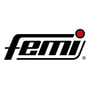 Femi logo i sort og rød, tydeligt genkendeligt på hvid baggrund.