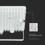 Bagsiden af V-TAC 30 W LED-projektør med hvidt hus viser ribber til varmeafledning og monteringsbøjlen.
