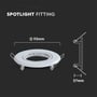 V-TAC spotlight fitting med mål Ø93mm og angivelse af indbygningshøjde på 27mm, klar til montering.