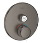 Grohe Grohtherm SmartControl termostatarmatur i børstet Hard Graphite med én ventil og trykknapstyring for brus.