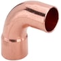 Viega 90 graders bøjning i kobber, med tydelig loddetilslutning på 54 mm.