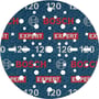 Bosch sliberondel FOIL O 780 med korn 120 og Ø150 mm, vist med gentagne logoer og kornstørrelse på mørkeblå baggrund.