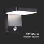 V-TAC 17W LED væglampe med sensor fremhævet med teksten 'STYLISH & MODERN DESIGN'.