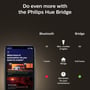 Infografik sammenligner Bluetooth og Hue Bridge-styring af Philips Hue White Ambiance E27-filamentpærer.