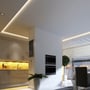 Stort moderne rum med integreret V-TAC LED COB stripslys i loftet, 3000K varm hvid belysning.