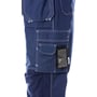 Detalje af blå Kansas 255K håndværkerbukser med multifunktions benlomme, ID-kortlomme og mobillomme.