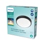 Philips Doris CL257 loftlampe i sort, 17W, 2700K, IP44, vist på emballage med tydelig LED-logo og komfort-symbol.