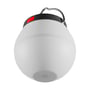 SpectrumLED Lumina Orb solcellelampe set nedefra med den runde hvide skærm og en rød tændknap.