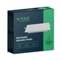 Emballage til V-TAC 12W LED indbygningspanel, viser produktets dimensioner og specifikationer som 1200 lumen og 3000K.