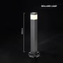 Målskitse af V-TAC pullertlampen viser en højde på 800 mm og en fod på 100 x 100 mm.