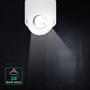 Hvid V-TAC LED-påbygningsspot med en kegle af lys og grafik, der viser en spredning på 24 grader.