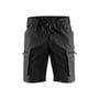 Komplet Blåkläder service shorts i sort, str. 50, vist forfra med fokus på lommer og stretchdetaljer.