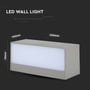 Målskitse af den grå V-TAC LED udendørs væglampe med angivelserne 230 mm, 90 mm og 100 mm.