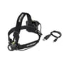 Ironside genopladelig hybridpandelampe med sort pandebånd, lampehoved, batteripakke og USB-opladerkabel.