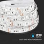 V-TAC VT-5050 LED-strip ligger rullet sammen på en mørk baggrund med IP20-klassifikationen vist i grafikken.