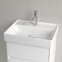 Villeroy & Boch Collaro håndvask på 50 cm, hvid, med moderne krom vandhane og afløb monteret. Hvid porcelæn.