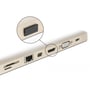 Sort Delock støvhætte type 64030 sidder i en HDMI-port på en enhed og beskytter porten mod støv.