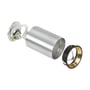 SpectrumLED GU10 CHLOE MINI påbygningsspot vist adskilt med ledninger, cylindrisk hus og guldfarvet frontring.
