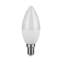 V-Tac E14 6,5 W LED-kertepære i C37-form ses forfra med hvid pærekrop og lille metalsokkel.