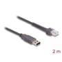 DeLock-kabel til stregkodescanner med grå RJ50- og USB 2.0 Type-A-stik samt markering af 2 meter.