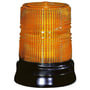 Orange Sirena blinklampe, 240V AC, med sort base og en klart rillet orange linse, vist uden lys.