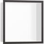 Hansgrohe XtraStoris Individual vægniche i sort med designramme, 300x300x100 mm, vist forfra.
