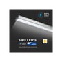 V-TAC 40W LED lineært lys med Samsung SMD LED'er, 80% energibesparelse og 5 års garanti vist på mørk baggrund.