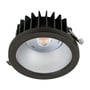 SG Armaturen Rax Soft 150 downlight i sort aluminium med integreret LED og satineret afskærmning.