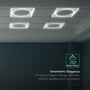 V-TAC 60x60 LED-paneler med ottekantet lysramme monteret i loftet, ledsaget af grafik med en spredningsvinkel på 110°.