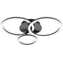 EGLO Parrapos-Z loftlampe i sort med tre ringe af LED-lys, vist med hvidt lys på en hvid baggrund.