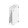 Ubiquiti 42U-rackskab på 1000 mm set fra en anden side med glasdør, logo og ventilationsgitre.