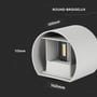Målskitse af V-TAC LED væglampe, der viser dimensionerne 115mm højde og 140mm bredde.