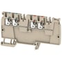 Weidmüller distributionsklemme AAP14 med beige kabinet og 4 push-in tilslutninger til 2,5mm² ledere.