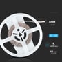 Detaljeret visning af V-TAC 5 meter LED strip rulle med 8 mm bredde, 12V DC, 60 LED'er per meter og angivelse af 5 meter total længde.