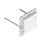 LAB3D ZigBee-lysdæmperen set skråt bagfra med hvid ramme, to knapper og monteringsskruer.