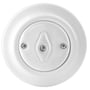 ABB Decento drejekontakt i glans hvid porcelæn med 10A 250V specifikationer, designet til indendørs brug.
