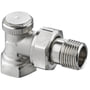 IMI TA TRIM returkobling DN10, 3/8" vinkelløbende med blank metaloverflade og tydelig gevind.