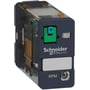Schneider Electric RPM12JD effektrelæ med 1 CO-kontakt og LED-indikator, 15A, 12VDC, i mørkegrå plast med tydeligt logo.