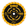 Bagside af Dewalt Carbide Elite rundsavklinge med specifikationer for 184 x 1.65mm, 24 tænder og maksimalt 7000 omdrejninger.