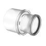 Bosch reduktionsstykke DN110 til DN80 i hvid plast med tydelig CE-mærkning, perfekt til aftrækssystemer.
