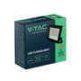 Emballagen til V-TAC 20W LED projektør, viser produktets design og specifikationer.