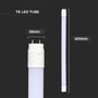 Målskitse af V-TAC T8-Samsung60 Pro LED-rør med længde på 600 mm, diameter på 28 mm og G13-fatning.