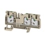 Weidmüller gennemgangsklemme S3C 4, beige, 3-polet med snap-in, 4mm² og 3 vandrette tilslutninger.