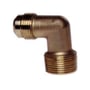 ITE Vinkel E1-04B i messing, med 1/4" fl og 1/4" NPT gevind, perfekt til retningsændringer i rørsystemer.